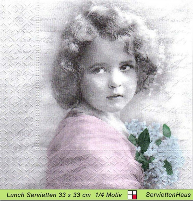 Sagen Vintage Design - Mädchen mit Maiglöckchen - 1 Lunch Serviette